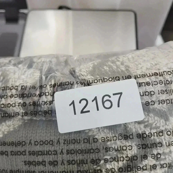 Lucky Brand Womens Cardigan Sweater M Beige Green Geometric Pattern Cotton 6PT - Picture 7 of 7